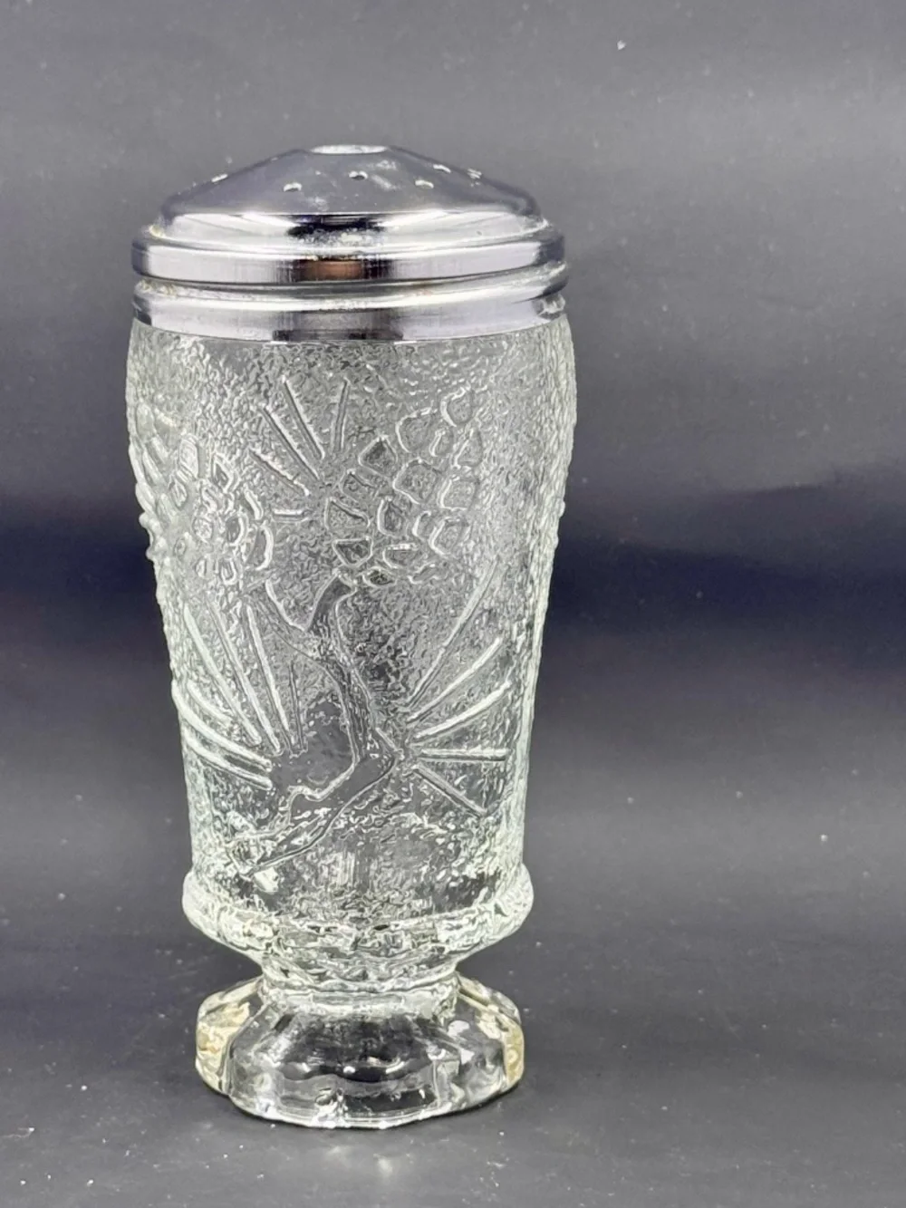 VTG Tiara Glass Clear Salt Shaker Only Ponderosa Pine Patter 4 1/2 inches tall